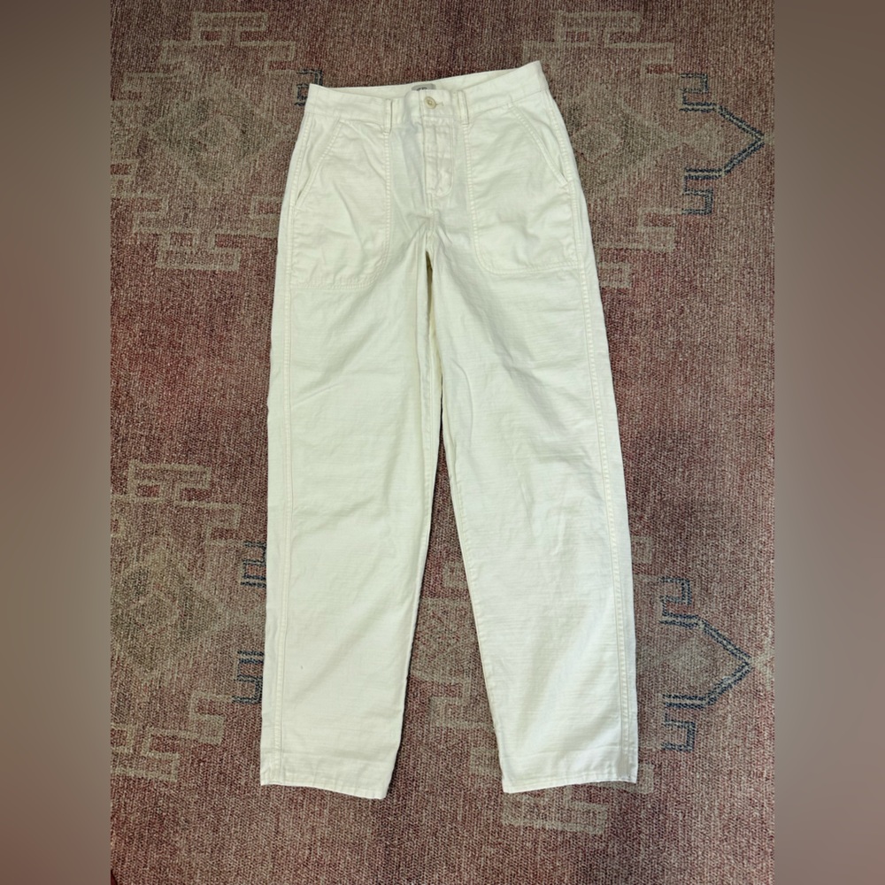 J Crew cotton foundry pants in white straight textured size 2 high rise
